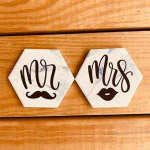 ETSY | Marble Coaster Set | Mr. & Mrs.
